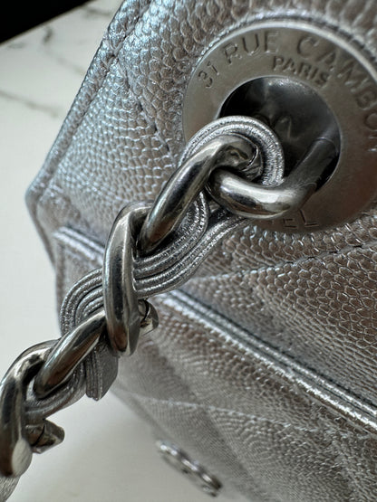 CHANEL Mini 25 Bag 銀色荔枝皮銀扣 Silver Caviar Calfskin PHW