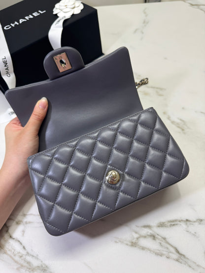CHANEL 23K Mini CF with Top Handle 手柄CF 深灰色羊皮