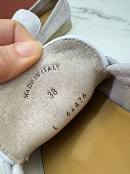 LORO PIANA Summer Walk 珍珠灰滾邊款樂福鞋