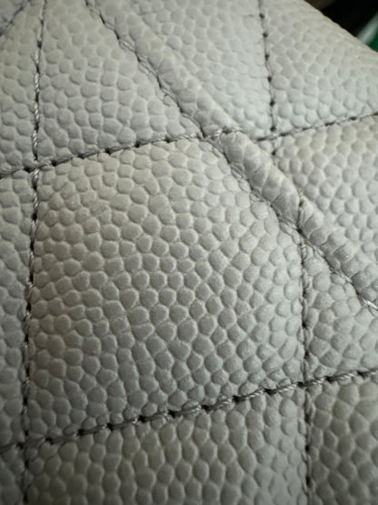 CHANEL 經典CF卡包 淺灰 牛皮