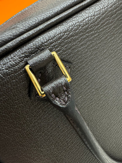 HERMES Mini Plume 一代 烏木色金扣 山羊皮 Ubene GHW Chevre Mysore