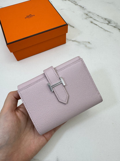 HERMES Bearn Wallet 三摺錢包 夢幻紫銀扣 Epsom Mauve Pale PHW