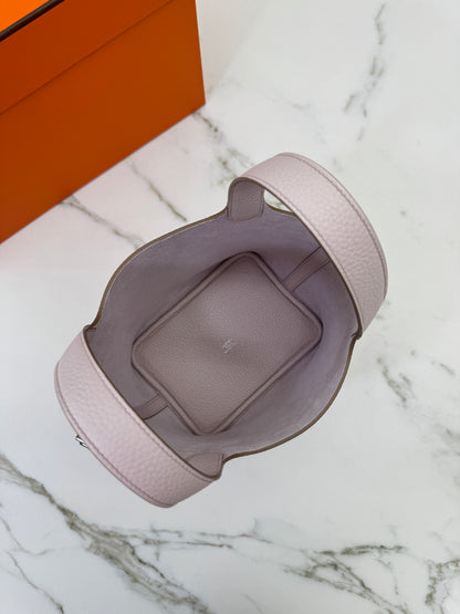 HERMES Picotin Lock 18 夢幻紫銀扣 TC Mauve Pale PHW