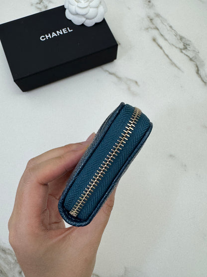 CHANEL 18S珠光藍 拉鏈零錢包 Iridescent Blue Coin Purse【Limited Edition】