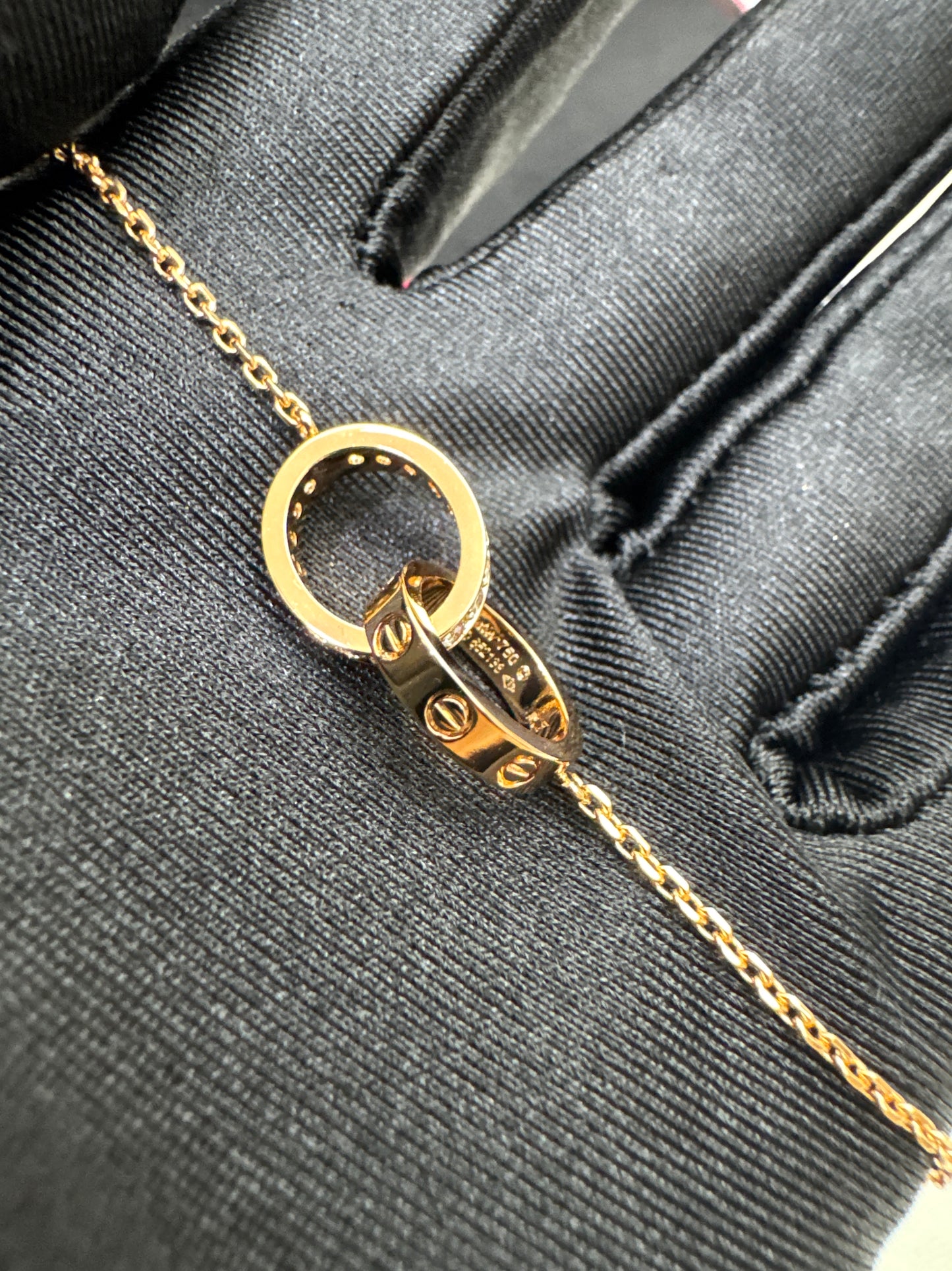 CARTIER Love 雙環項鏈 玫瑰金