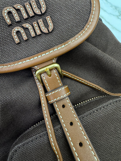 MIU MIU Backpack Canvas 深棕