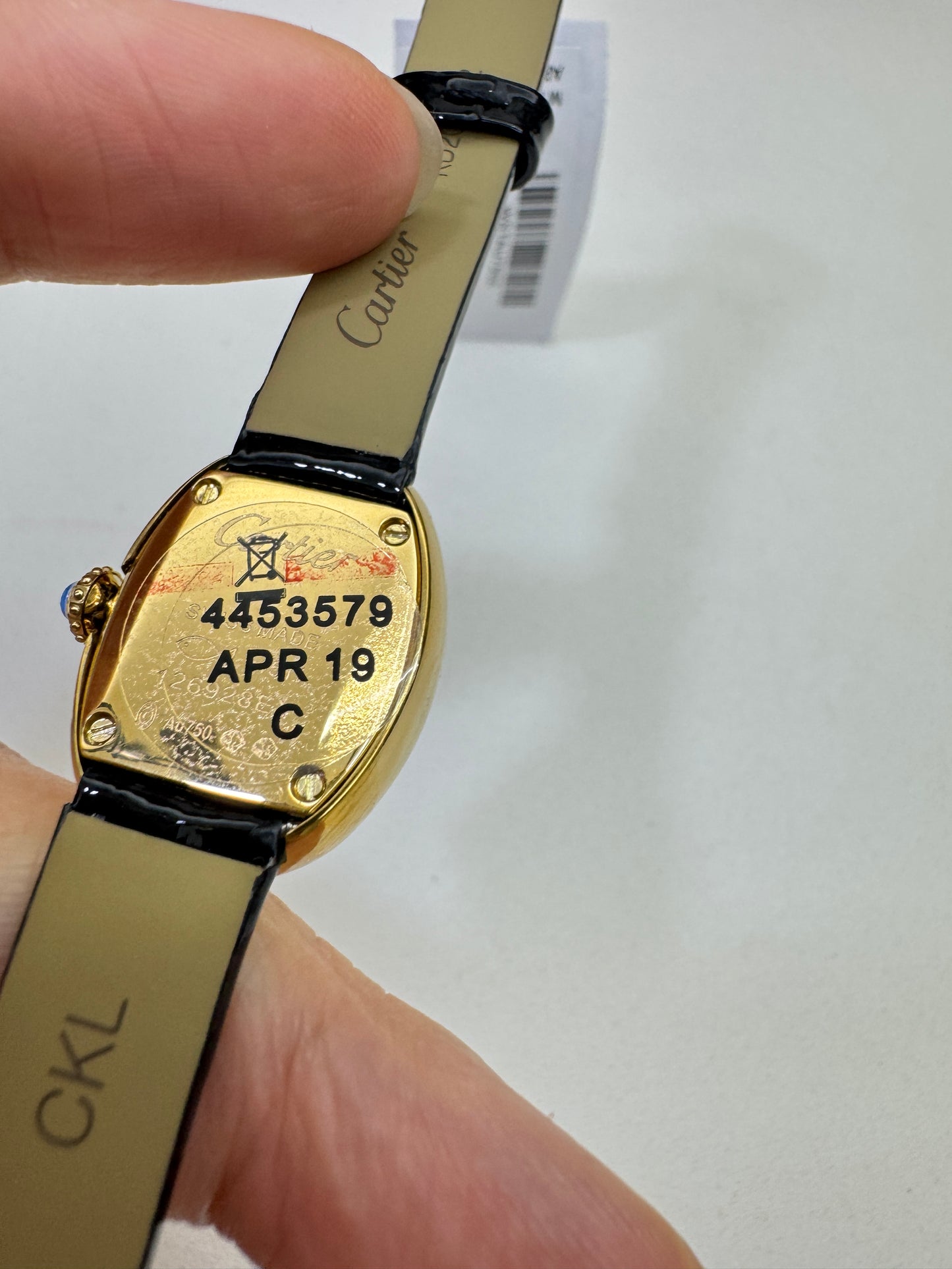 CARTIER Baignoire 亮面皺褶牛皮錶帶