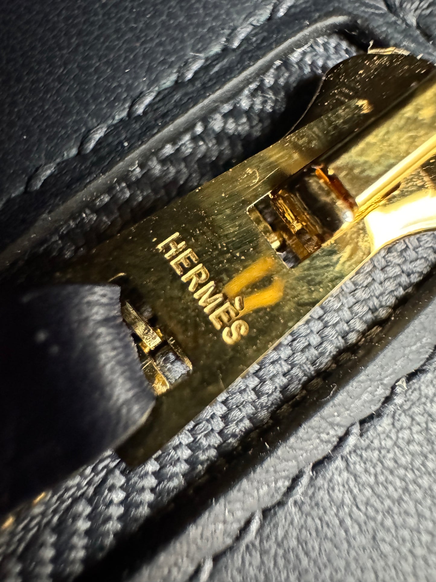 HERMES Mini 2424 午夜藍金扣 Evercolor 2Z Bleu Nuit GHW