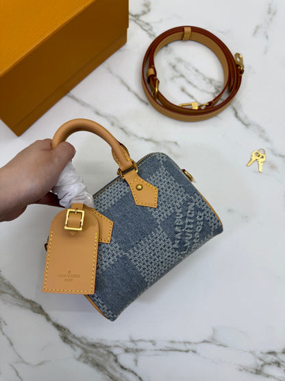 LV Nano Speedy 棋盤格牛仔
