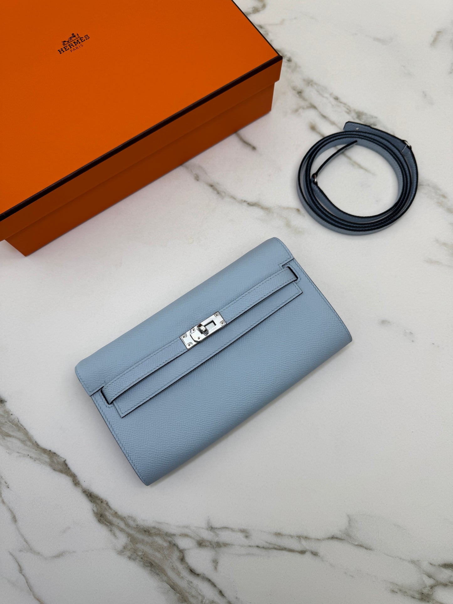 HERMES Kelly to-go 聖杯藍 08 Blue Pale Epsom PHW