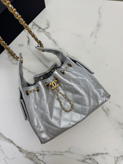 CHANEL 25Bag Small 銀色荔枝皮