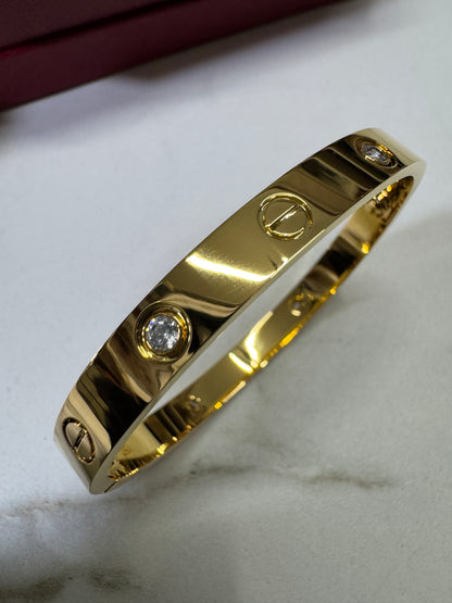 CARTIER Love Bracelet 經典粗版 4鑽 金色