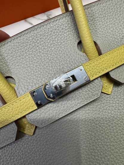 HERMES Birkin25 SO 珍珠灰拼小雞黃 Togo PHW