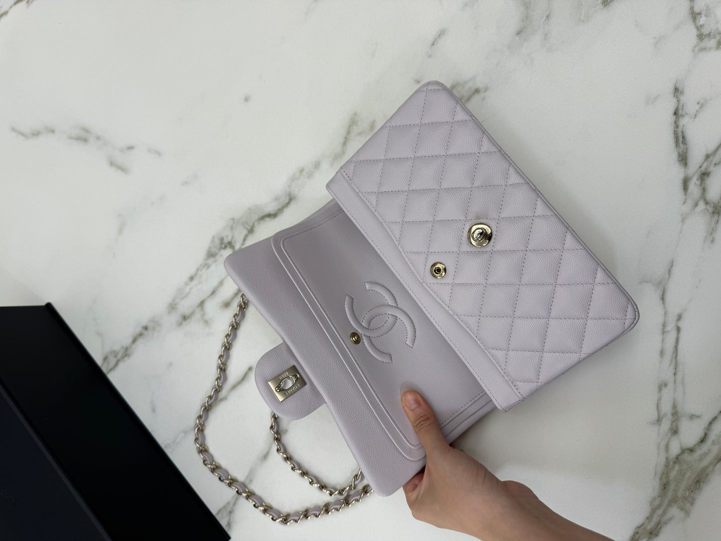 CHANEL 21S 淺粉紫 Classic Flap Small CF23 Liliac