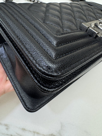 CHANEL Leboy 20cm 黑銀荔枝牛皮