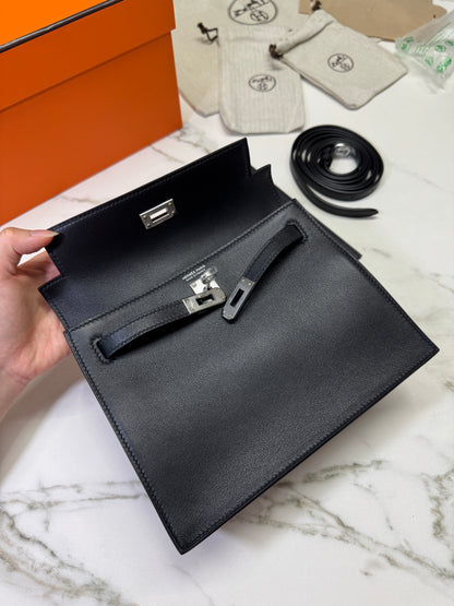 HERMES Kelly Danse 黑銀 swift PHW