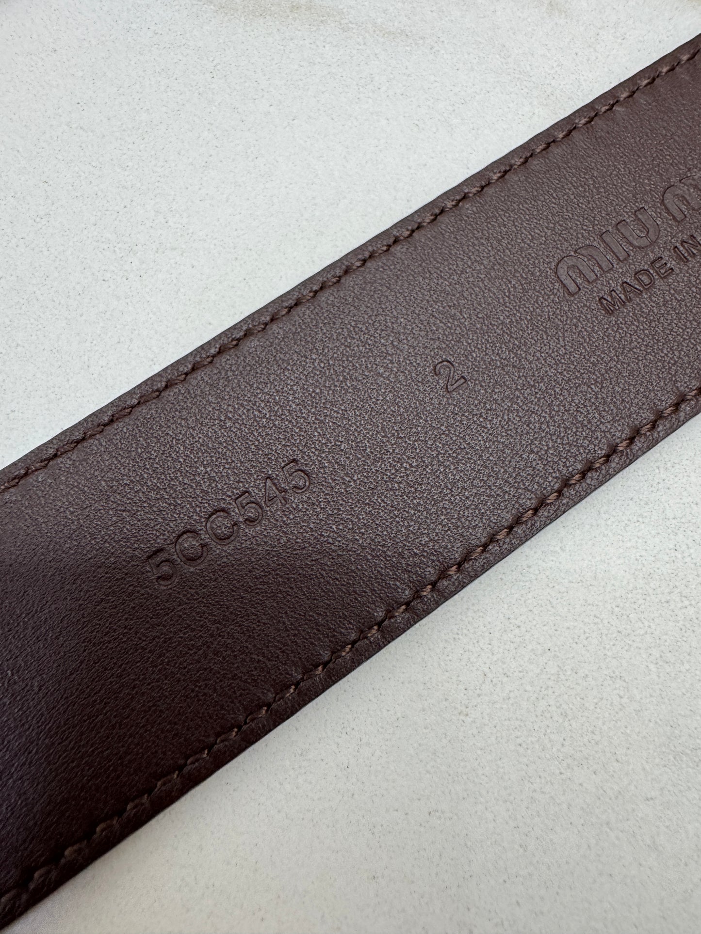 MIU MIU Belt 皮帶 石楠木色金扣