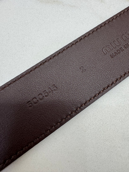 MIU MIU Belt 皮帶 石楠木色金扣