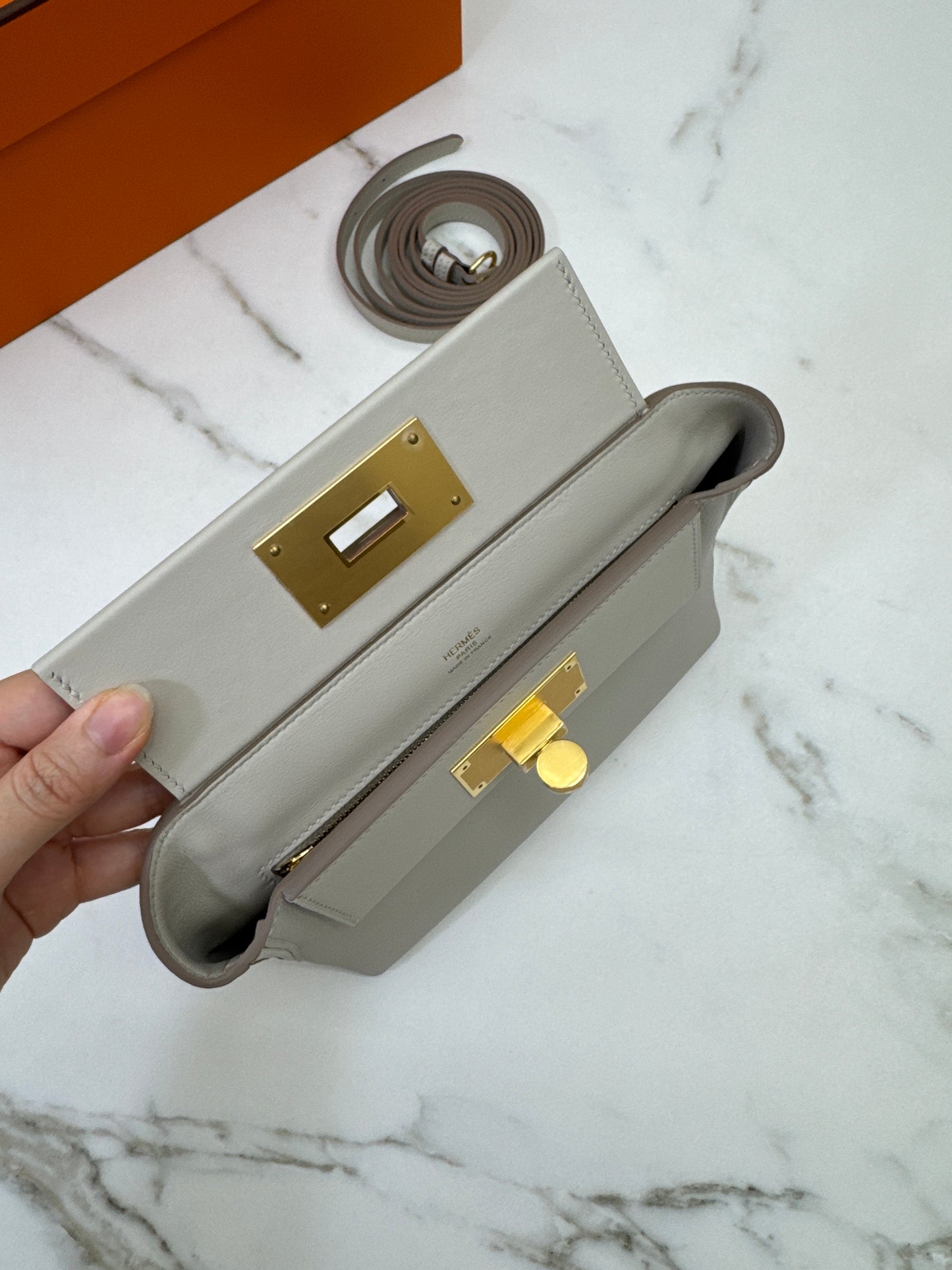 HERMES Mini 2424 冰川白金扣 Evercolor