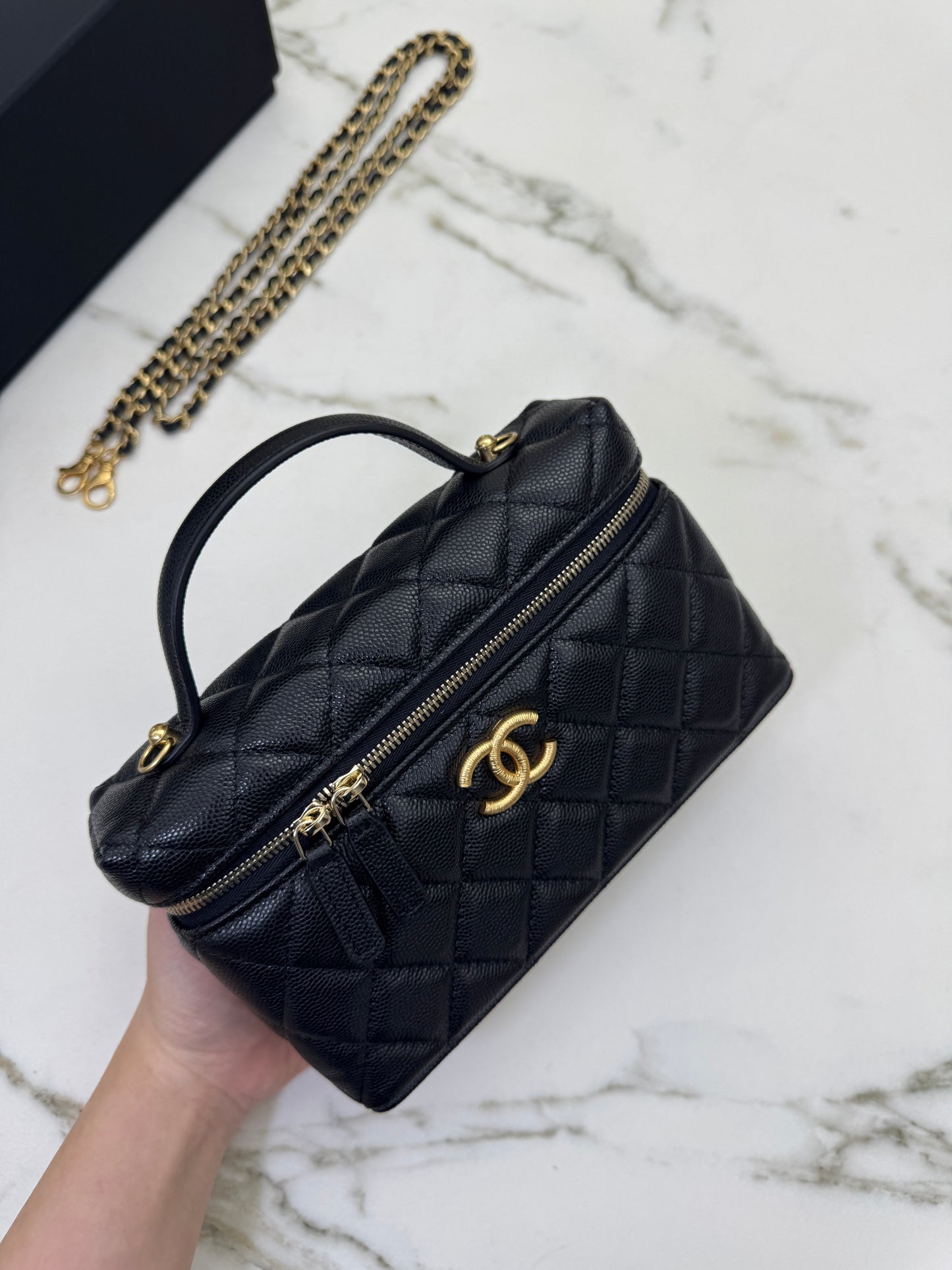 CHANEL 25P 拉絲金扣 LP盒子包