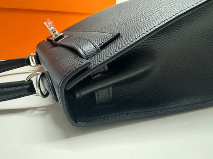 HERMES Kelly 25 黑銀 Epsom Noir