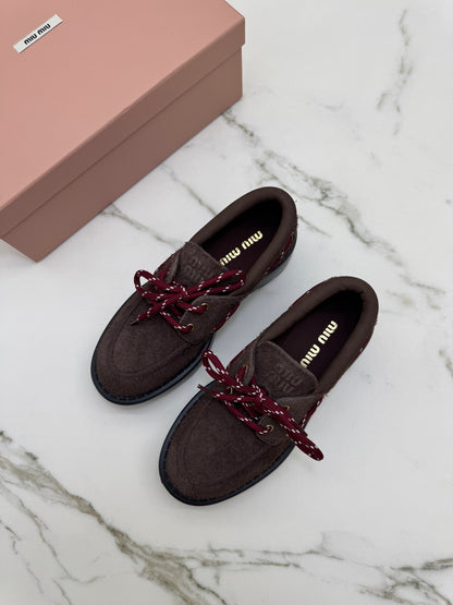 MIU MIU 絨面厚底 Loafers