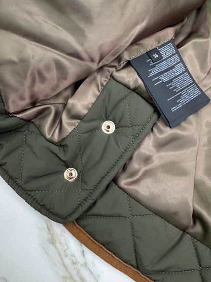 MIU MIU 麂皮領夾棉短外套 軍綠藍