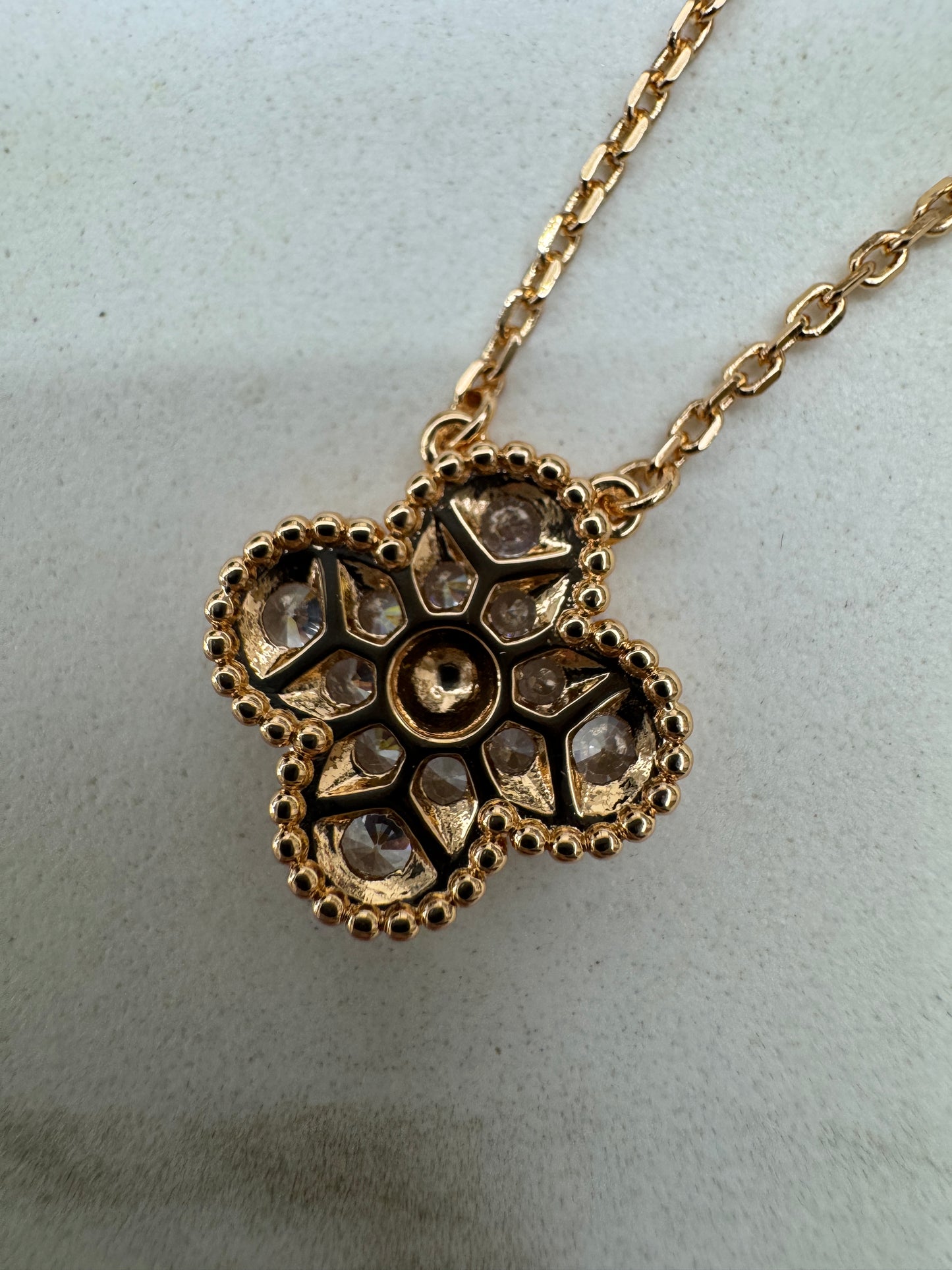 VCA Vintage Alhambra Necklace 滿鑽玫瑰金項鏈