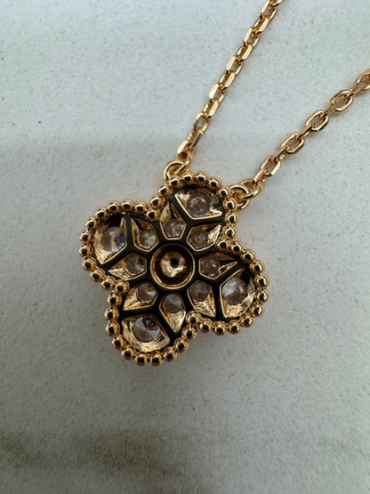 VCA Vintage Alhambra Necklace 滿鑽玫瑰金項鏈