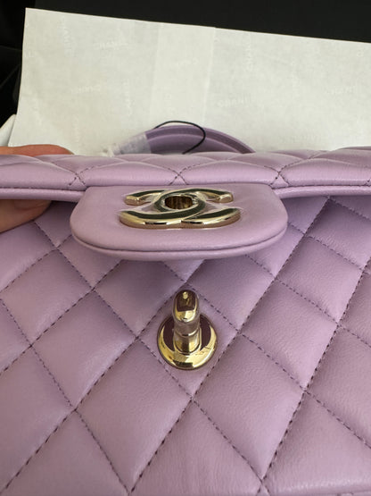 CHANEL mini cf with top handle 粉紫色 24P