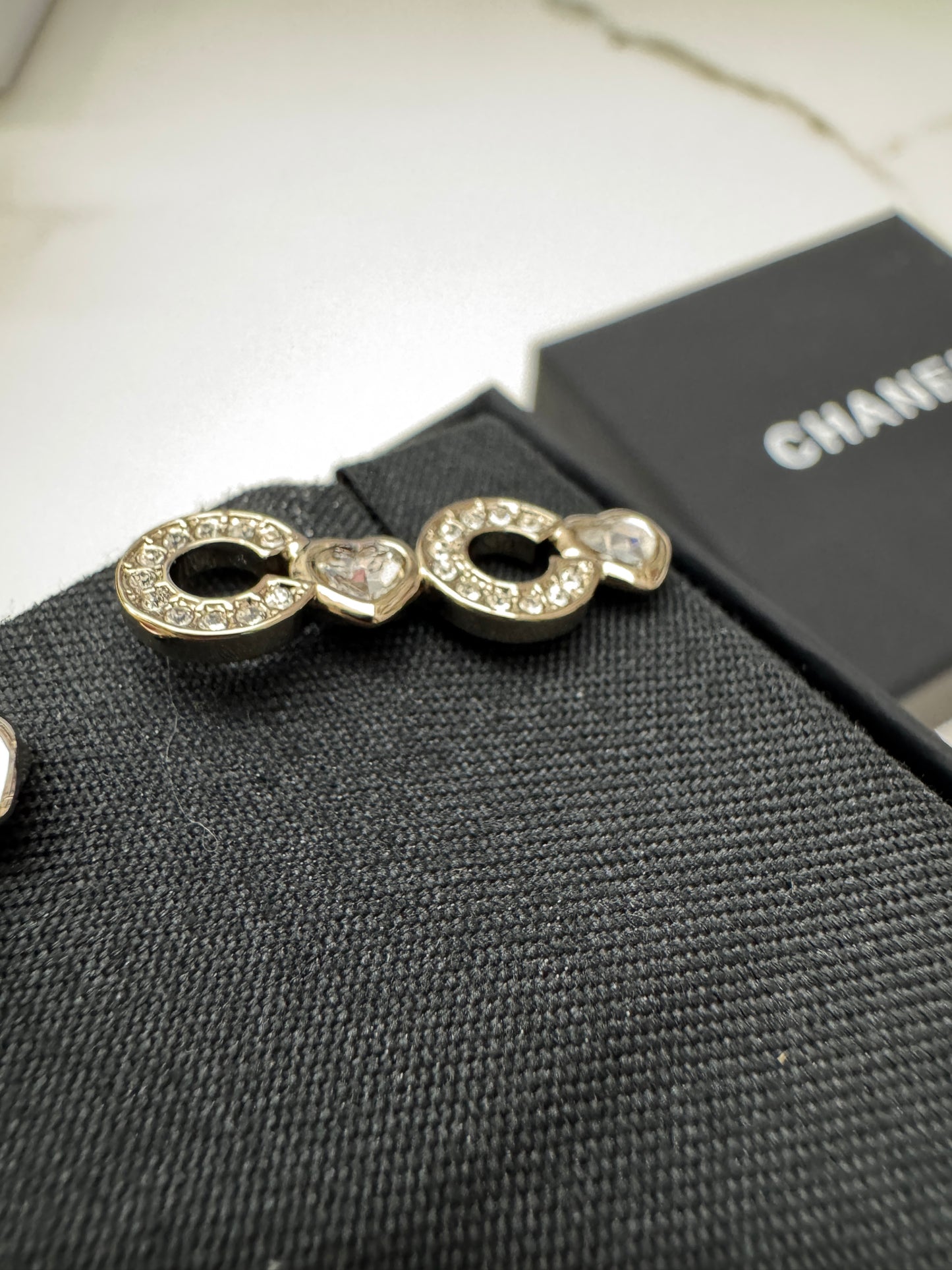 CHANEL 25B Coco愛心鴛鴦耳環