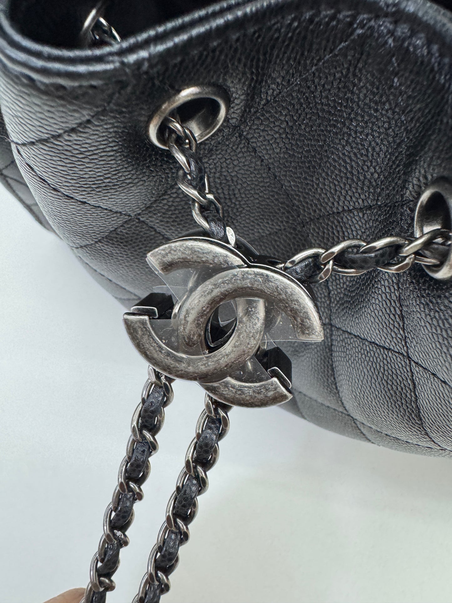 CHANEL 25Bag Small 黑銀小號 荔枝牛皮 Caviar Calfskin