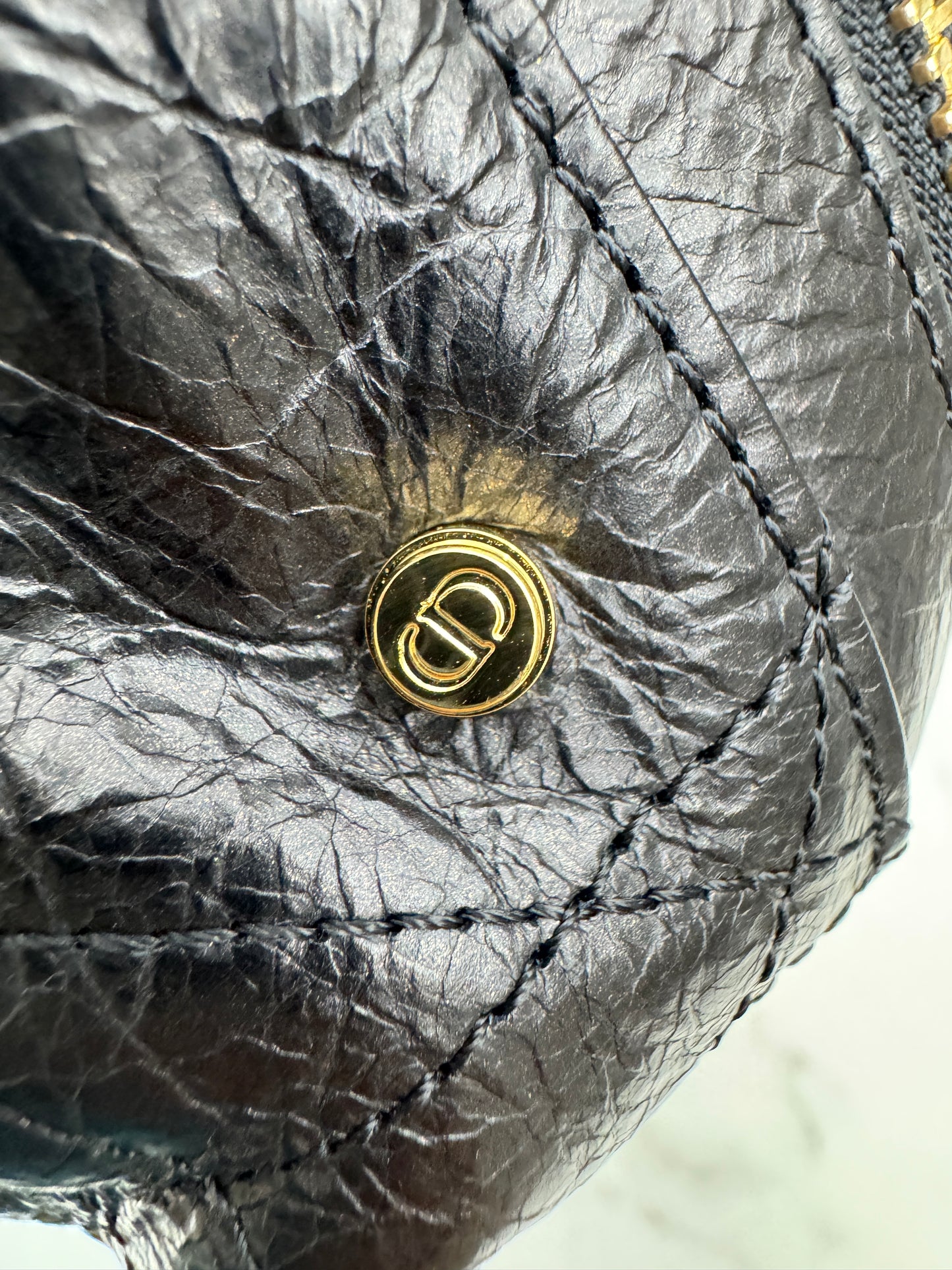 DIOR D-Journey Small 黑色油臘皮