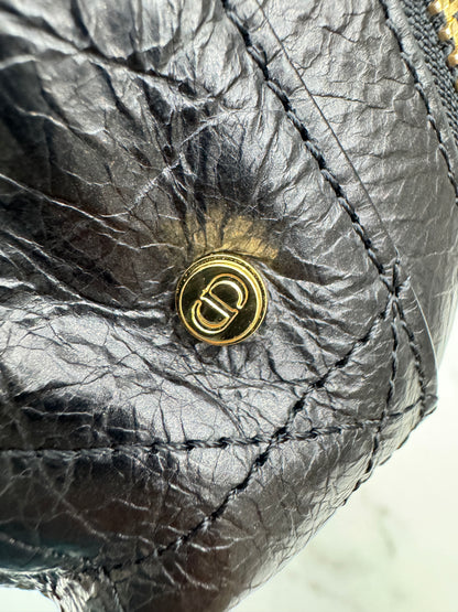 DIOR D-Journey Small 黑色油臘皮