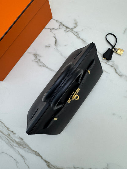 HERMES Birkin 25 黑色 Madame 拉絲金扣 89 Noir Sellier