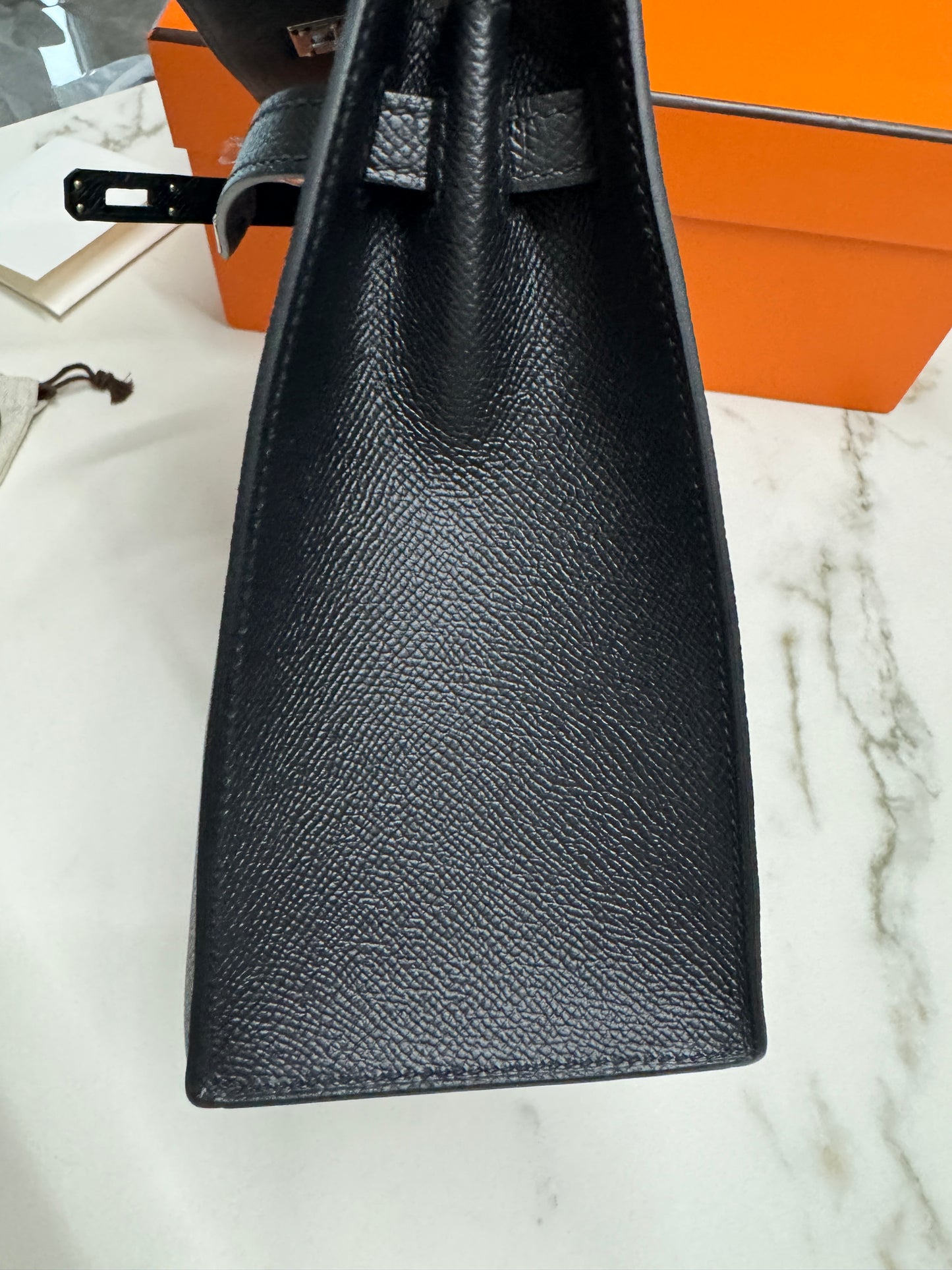 HERMES Kelly 25 黑銀 Epsom Noir