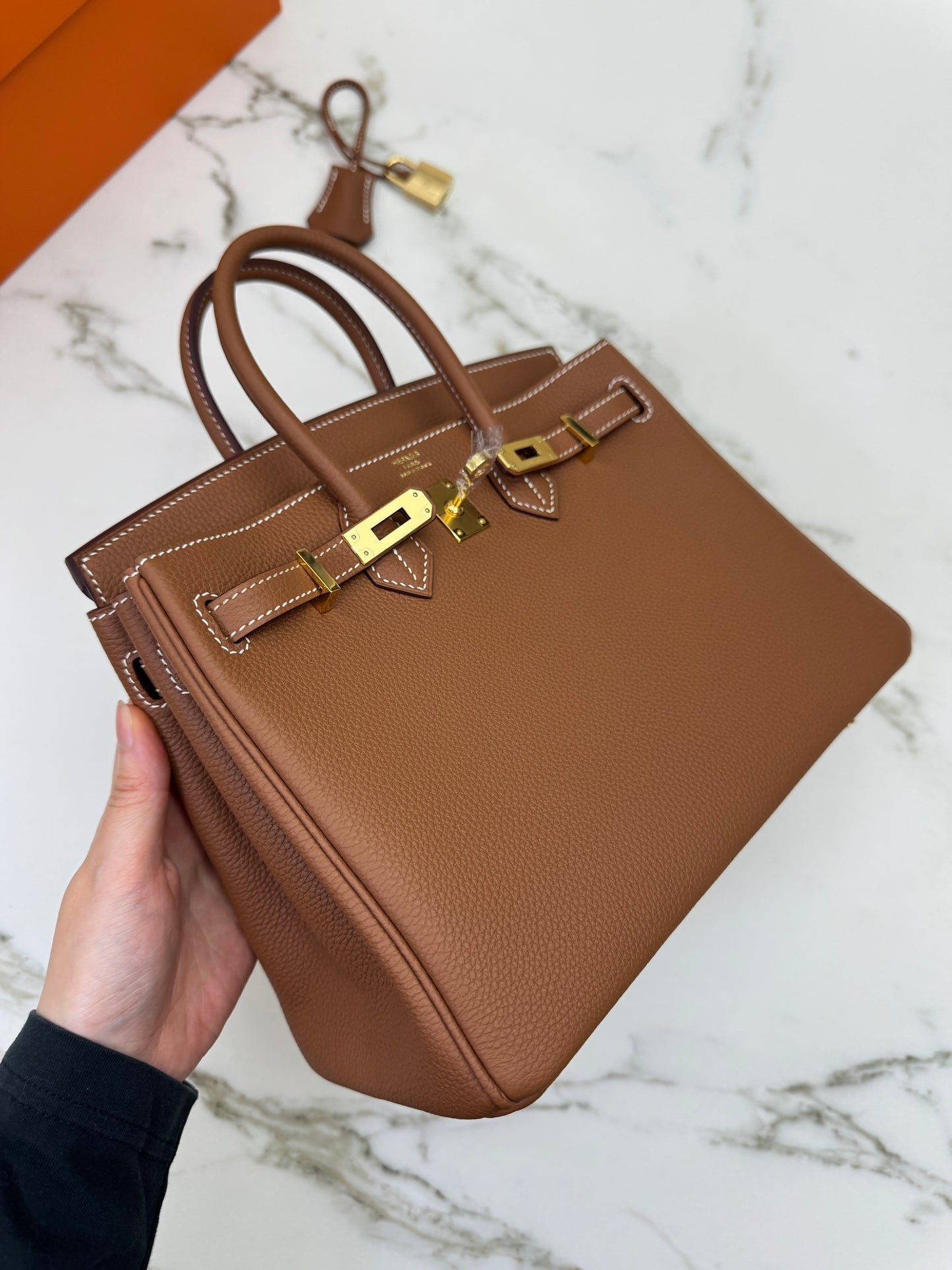 HERMES Birkin 25 金棕色金扣 Togo Gold GHW