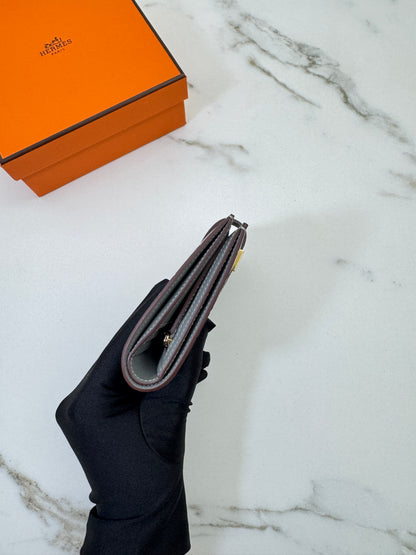 HERMES Bearn Compact Wallet 鱷魚皮珍珠灰金扣 Gris Perle Crocodile GHW