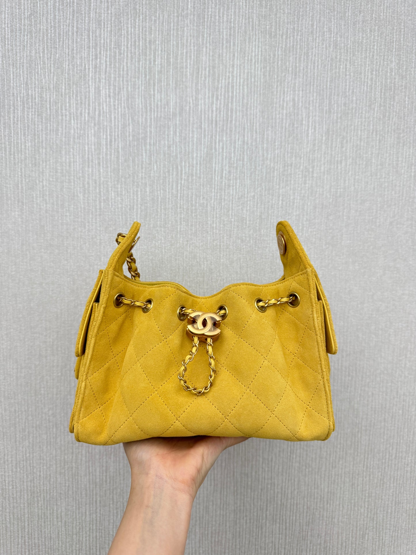CHANEL Mini 25Bag 麂皮黃色