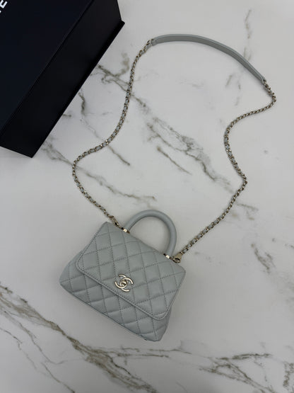 CHANEL Mini Cocohandle 霧霾藍/冰川藍 Cloud Blue