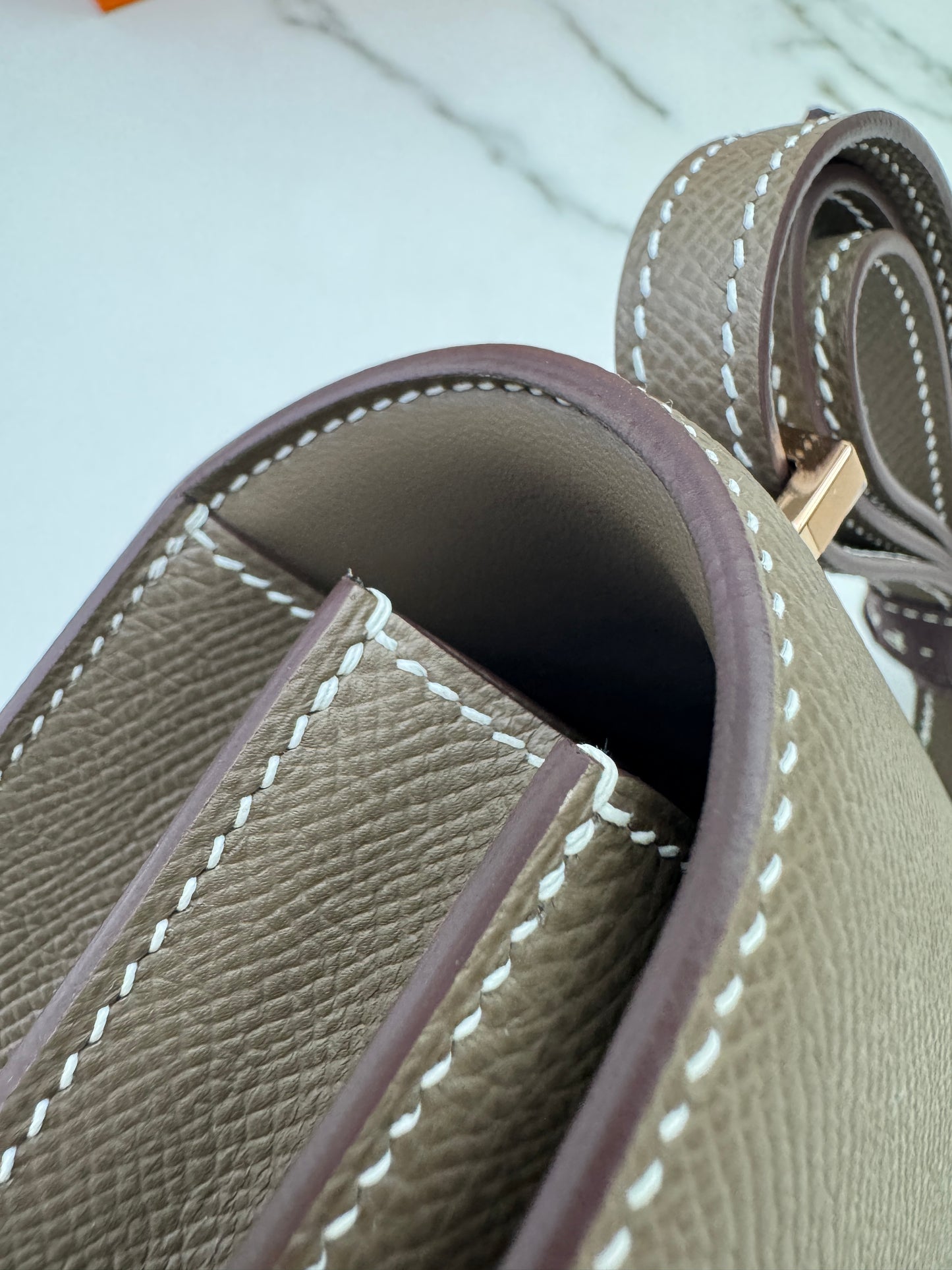HERMES Mini Constance 大象灰 Epsom 玫瑰金扣