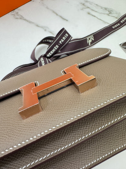 HERMES Mini Constance 大象灰 Epsom 玫瑰金扣