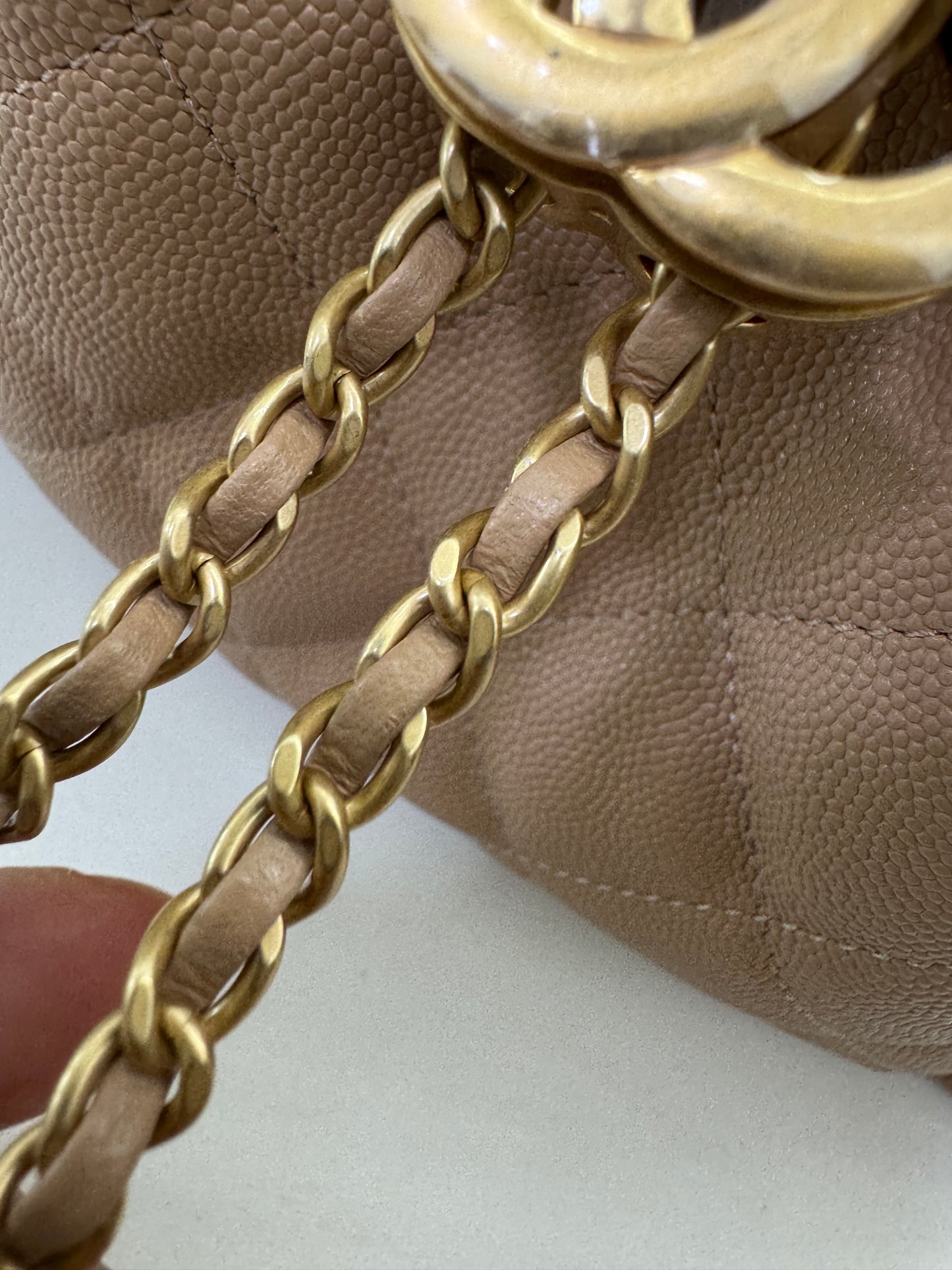 CHANEL Mini 25Bag 奶茶杏荔枝皮 Caviar Calfskin