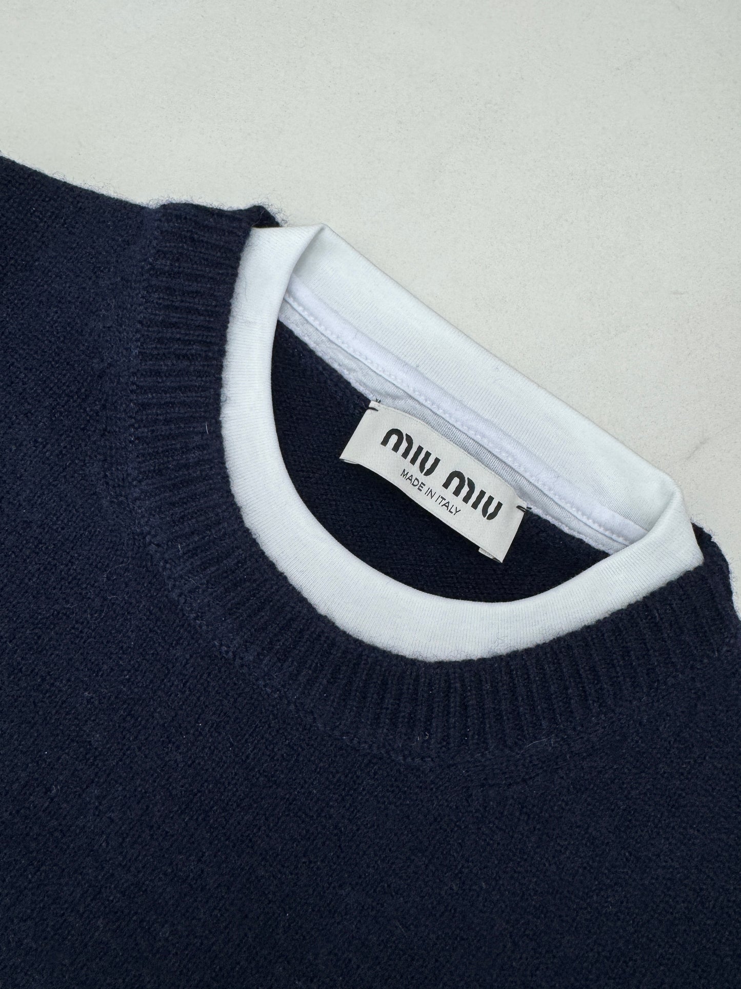 MIU MIU 假兩件羊絨針織衫