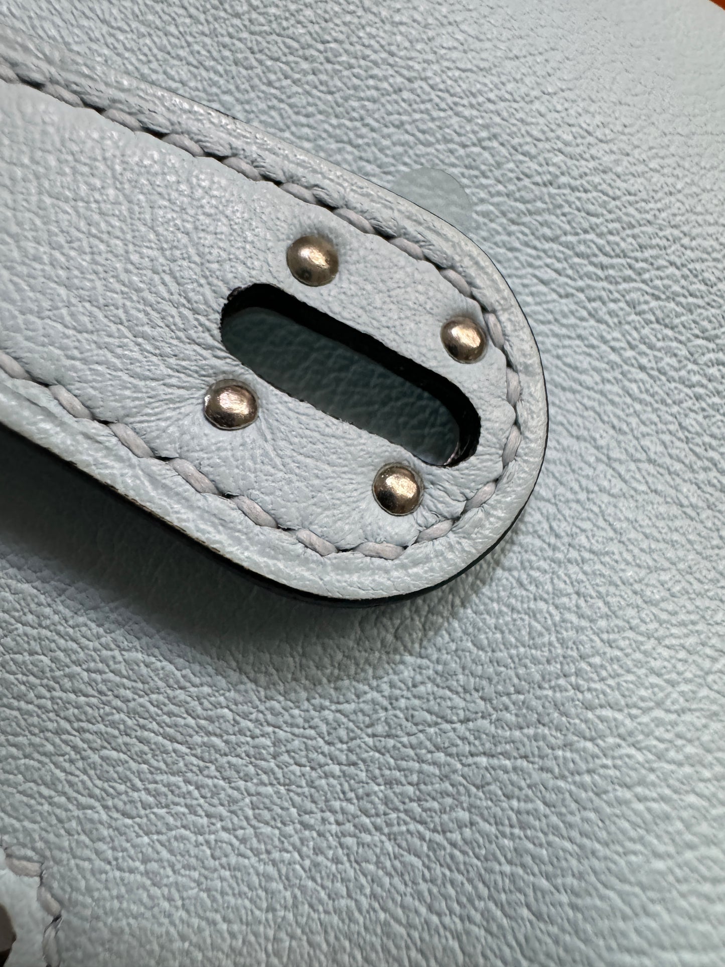 HERMES Mini Lindy 霧霾藍T0 銀扣 swift
