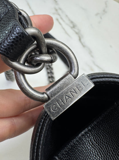 CHANEL Leboy 20cm 黑銀荔枝牛皮