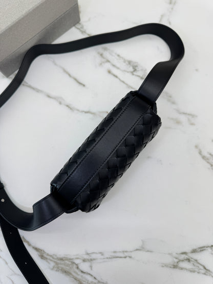 BV Intrecciato Mini Bag with Flap Black