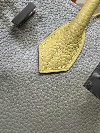 HERMES Birkin25 SO 珍珠灰拼小雞黃 Togo PHW