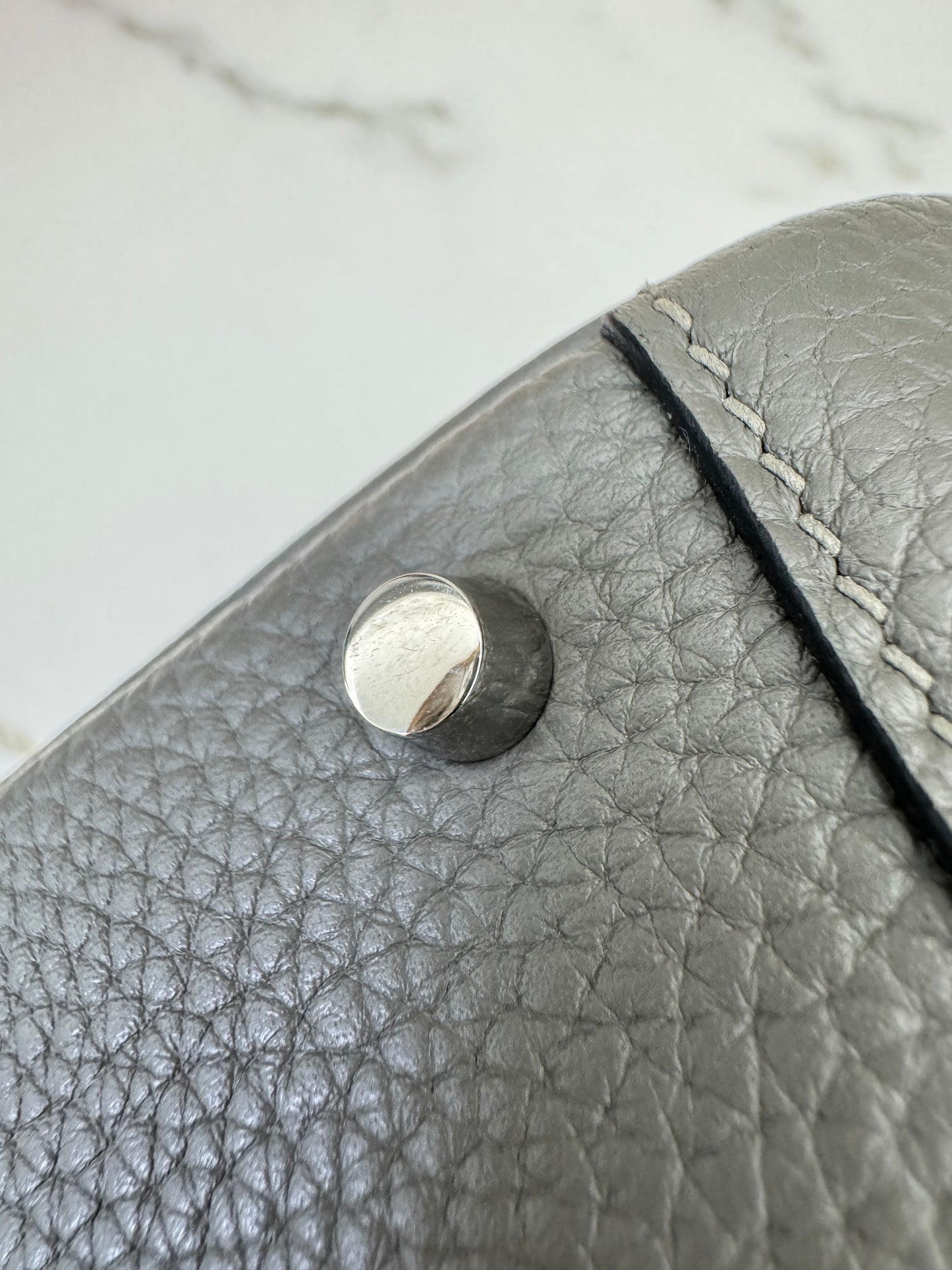 HERMES Mini Lindy 積雨雲灰銀扣 0L Gris Meyer PHW