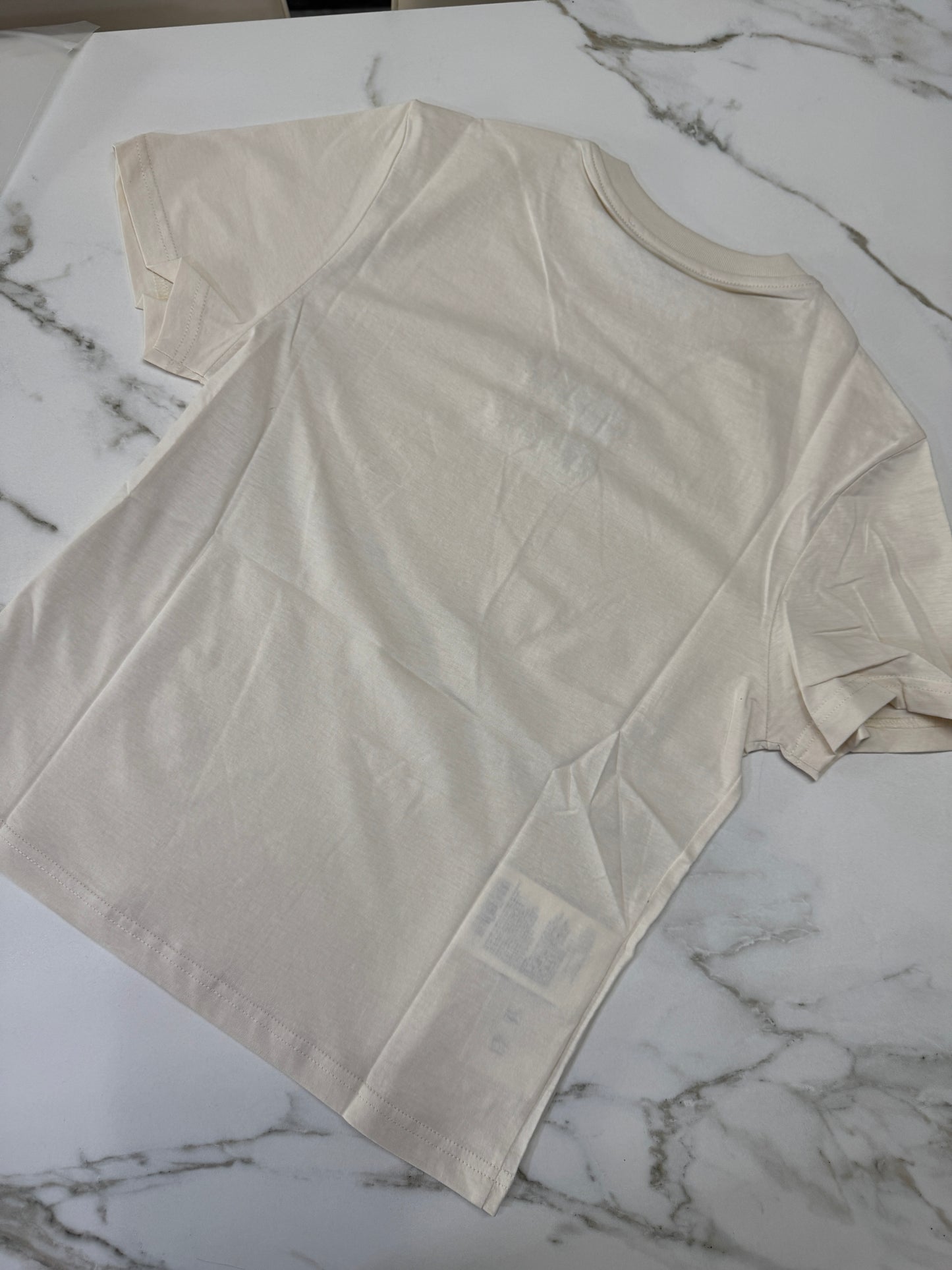 MIU MIU 水鑽Logo 米色T恤